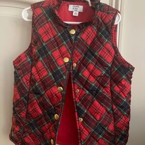 Crown & Ivy Kids Small Tartan Plaid Christmas Puffer Vest